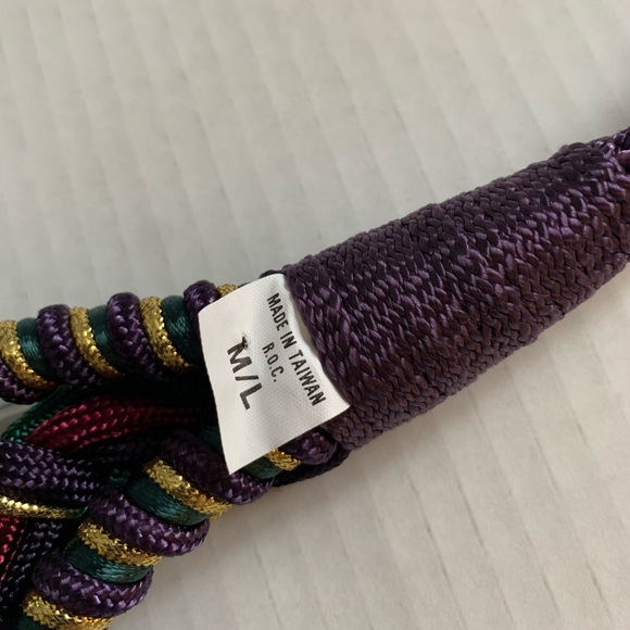 vintage 80’s 90’s statement belt stretch braided Jewel tones Purple Green Gold - Picture 2 of 10